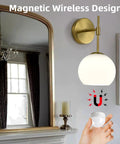 Battery Operated Wall Sconces Set Of Two Rechargeable Gold Milk Glass Wireless Lighting Pretty Darn Stunning Adds total vibe to any room with easy wall mounting featuring a sleek magnetic design.