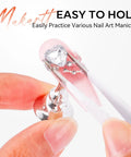 Close-up of a Magnetic Nail Stand For Press On Nails With A Large Flat Metal Base That Holds Ten Tips At Once Stable Holders
