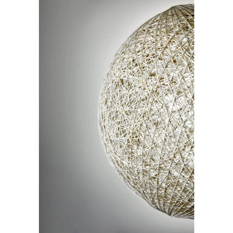 Close-up of cream rattan shade from Arc Floor Lamp With Antique Bronze Base And Cream Rattan Shade For Bedroom, Living Room, Or Home Office