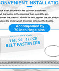 12 Inch Conveyor Belt Fastener Kit in 316 Stainless Steel Clipper Lacing for Belts 0.2 to 0.24 Inches includes 70 Inch Hinge Pins