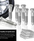 12 Pack M14x1.5 Wheel Lug Stud Replacement for GM Trucks and SUVs, chrome steel, near wheel, high-grade 10.9 steel description