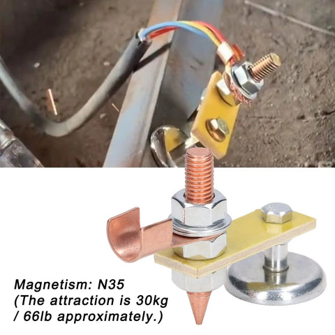 Heavy Duty Magnetic Ground Clamp For Welders That Grips Tight To Any Metal Surface, super strong Ndfeb magnets attached to metal fixture.