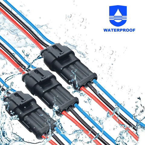 372Pcs Waterproof Automotive Electrical Connectors Kit With 1 To 6 Pin Quick Connect, black connectors under water.