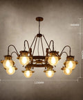 Killer Vintage Box Chandelier Pendant Light Fixture Offering Smooth Industrial Vibe Plus 115 Cm Width and Retro Hanging Design, featuring 8 glass bulbs.