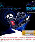 Wireless remote control for XYCLE 12000 Lb Electric Winch with 100ft range and wired options for towing use.