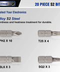 20 Piece S2 Bits with Titanium Heavy Duty Twist Drill Bit Set for High Speed Steel and Electronics Protection