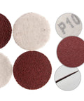 Grab These 200 Pcs Pro Sanding Discs With Hook And Loop Backing For Any Rotary Tool Featuring Dust Venting Holes From Smooth 60 To Glassy 2000 Grit For Fast Easy Swaps showing various grit discs.