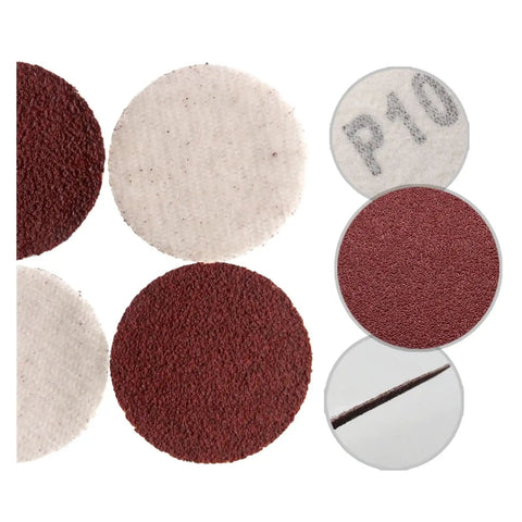 Grab These 200 Pcs Pro Sanding Discs With Hook And Loop Backing For Any Rotary Tool Featuring Dust Venting Holes From Smooth 60 To Glassy 2000 Grit For Fast Easy Swaps showing various grit discs.