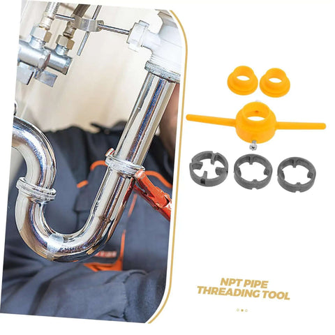 Two Piece NPT Threading Tool Kit For Home Garage DIY ABS Threader Die Set Easy To Use Plumbing Thread Tools All In One Pipe Threader Kit For Quick Precise Pipe Threads And Leak Free Joints