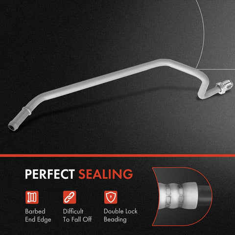 Power Steering Return Hose Line Assembly For Acura TSX 2004 To 2008 And Honda Accord 2003 To 2007 2.4L L4 Engine Leak Free Fitment Durable Galvanized Construction Easy Install Reliable Steering System Component viewed from side