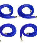 Blue Velvet Stanchion Rope With Polished Gold Hooks 4 Pack Crowd Control Barrier Ropes Durable Velvet Queue Barriers For Events