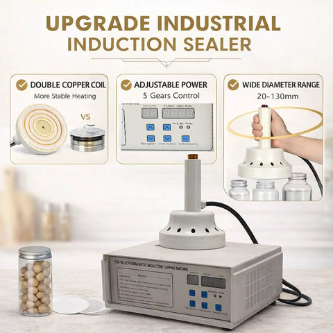 20 To 130mm Induction Heat Sealer Portable Handheld Bottle Cap Sealing Machine For Plastic And Glass Bottles 110V displayed with features