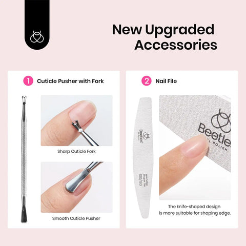 Pro Nail Prep Kit With Dehydrator And Primer, cuticle pusher with fork and nail file for detailed cuticle care and filing