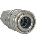 Premium Stainless Steel Air Hose Quick Coupler 1/4 Inch NPT Male Female 300 Psi Rating close-up view showcasing durable metal design.