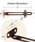 Solid 6 Inch Antique Copper Adjustable Friction Lid Stay With Slick Turn Knob For Quick Right Or Left Hand Swap dimensions diagram.