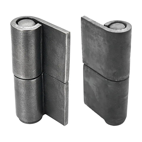 Two steel Six Pack Heavy Duty Weld On Door Hinges With 360 Degree Rotation, 3 3/8 x 1 9/16 Inches, 11/64 Inch Thick