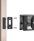 Pocket Sliding Door Lock With Privacy Pull Reversible Design For Sliding And Bifold Doors Easy Grip Handle installation view