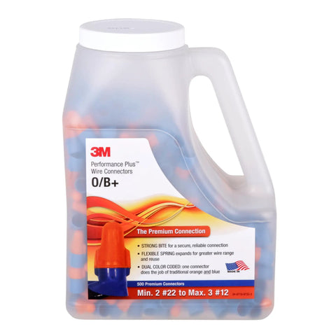 Dual Color Orange Blue Wire Connector Jug Of 500 For 22 12 AWG Cables Twist On With Flexible Steel Spring That Just Works