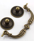 Four Pcs Vintage Bronze Bail Drop Drawer Pull Handles Set With Screws For Cabinets Furniture Kitchen Wardrobe And Cupboard