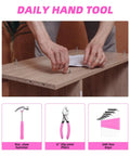 Person using Pink 40 Piece Home Go-To DIY Tool Set With Plastic Toolbox Case Chrome Vanadium Hand Tools for furniture assembly