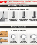 Diagram showing threaded pipe inner diameters for 4 Inch Caster Wheels Set Of Four With Locking Threaded Stem 1/2-13 X 1-1/2 Inches.