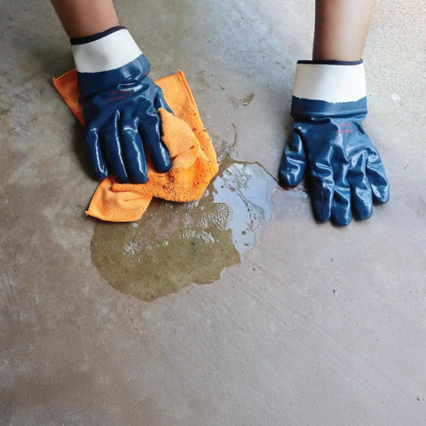 Fully Coated Nitrile Work Gloves With Two And A Half Inch Safety Cuff Jersey Lined For All Day Comfort Grippy Oil And Abrasion Resistant