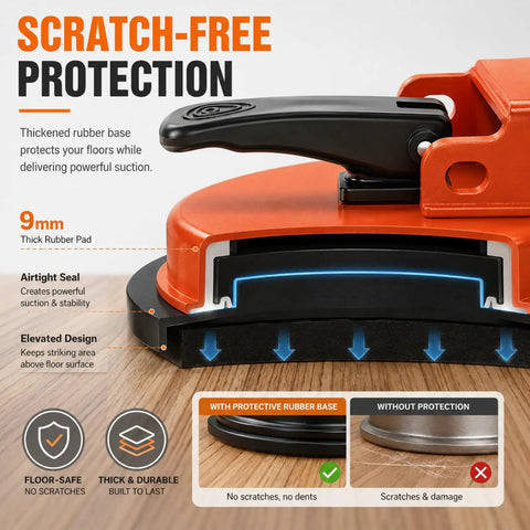 DIY Floor Gap Fixer Tool With Heavy Duty Vacuum Suction Cup For Vinyl Plank LVP Laminate Hardwood And Tile Floors No Fuss Gap Repairs Plank Gap Grabber Tool Only, 9mm rubber base