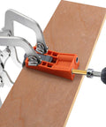 Oblique Hole Locator And Pocket Drill Positioner Jig With Magnetic Angle Guide for carpentry on wooden board, orange PA6 nylon