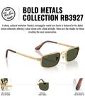 ASAP Rocky RB3927 Wired Metal Collection Rectangular Sunglasses In Black And Dark Grey 54mm Lens Width angled view