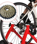 7-Speed Bicycle Freewheel 14-28T Sprocket Set Screw-On Replacement For Mountain And Road Bikes Brass Finish, installed on bike
