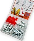 18-Piece 3/8-24 Grease Fitting Kit With Zerk Caps Straight 45 Degree And 90 Degree Configurations Galvanized Steel