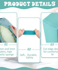 All In One Yoga Bolster Set With Blocks And Strap, Restorative Meditation Kit With Carry Handle, Non Slip, Washable Cover, Durable Sponge Bolster And Two Blocks For Balance, Pilates, Stretching, Green - green sponge bolster cover, strap, and cut-edge block detail