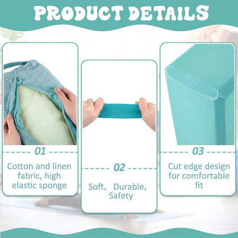 All In One Yoga Bolster Set With Blocks And Strap, Restorative Meditation Kit With Carry Handle, Non Slip, Washable Cover, Durable Sponge Bolster And Two Blocks For Balance, Pilates, Stretching, Green - green sponge bolster cover, strap, and cut-edge block detail