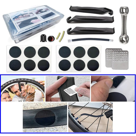 All In One Bike Repair Kit With 16 Tools Mini Pump Tire Levers Patches And Water Resistant Triangle Frame Bag