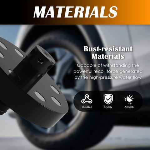 Magnetic Chassis Flusher Kit with rust-resistant materials for high-pressure use shown against tire background.