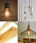 4-Pack Dimmable Vintage Edison Light Bulbs, Amber Glass ST64, E26 Base, in various pendant light fixtures, warm glow