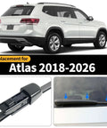 Heavy Duty Rear Windshield Wiper Blade And Arm Replacement Kit For Volkswagen Atlas 2018 Through 2026 with installation guide.
