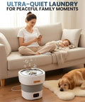 No Sweat Compact Portable Washer With 15L Spin Basket Designed For Underwear Socks And Delicate Clothes Easy Pack Away Design Sweet For Dorms Hotels Apartments And Camping Trips in a cozy living room setting.