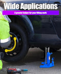 Heavy Duty Hydraulic Toe Jack Delivering Twenty Ton Top Lifting And Ten Ton Toe Engagement For Dead Reliable Car Hoisting and Daily Shop Hustle in use under a vehicle.
