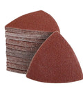 Triangular Hook Loop Sanding Discs For Wood Carving And Multi-Tool Use With Aluminum Oxide Grits From 40 To 240, assorted pack.