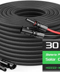 10 AWG 30 Ft Solar Panel Extension Cable Built To Last With Flame Retardant Protective Sleeving Twin Wire Solar Cable Featuring IP68 Waterproof Connectors Dust Caps For Home And RV Solar Setups