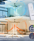 Summer and winter view of Dope 72 Inch Ceiling Fan With Lights Remote Control Dimmable 3CCT Black Modern Ceiling Fan airflow effect