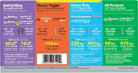 Your Go To 44 Piece Anchor Kit for Drywall and Concrete Mounting With Heavy Duty Toggle Bolts And Screws By Toggler