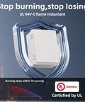 UL Listed Nema 6 Junction Box With Mounting Plate Heavy Duty Weatherproof Electrical Enclosure In Grey Fire Retardant Plastic Housing showcased in a protective shield graphic.