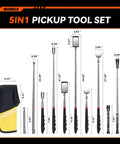 Telescoping Magnetic Pickup Tool Set With Portable Bag Extendable Flashlight And 360 Degree Inspection Mirror For Dads And Makers Yellow