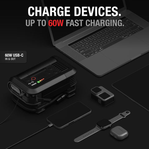 2000 Amp Jump Starter With Built-In Air Compressor And Tire Inflator, USB-C Power Bank, And LED Flashlight charging devices