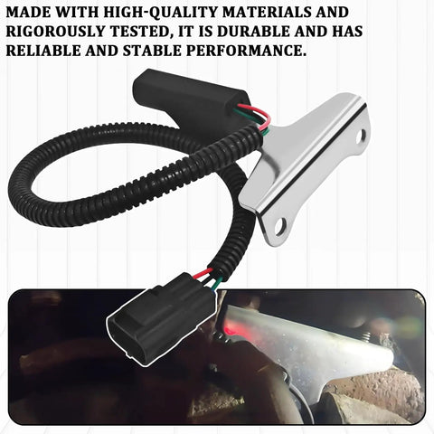 Crankshaft Position Sensor Drop In Direct Fit For Dodge Ram 1500 1997 2003, Ram 2500 1997 2002, Jeep Grand Cherokee 1997 1998, Dakota, Durango Replacement 56027870AB PC127 SU3027 5S1724 shown with wiring harness and mounting bracket.