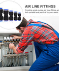 Super Cool 50pc Quick Connect Air Hose Fittings Kit For Pneumatic Tools Push To Plug Pvc Tubing Adapters 4mm To 12mm Outer Diameter Portable Repair Gear, black plastic air line fittings in use