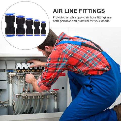 Super Cool 50pc Quick Connect Air Hose Fittings Kit For Pneumatic Tools Push To Plug Pvc Tubing Adapters 4mm To 12mm Outer Diameter Portable Repair Gear, black plastic air line fittings in use