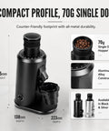 Electric Coffee Bean Grinder With 80mm Flat Burrs And Single Dose Delivers Killer Espresso Results, 70g hopper, aluminum body.